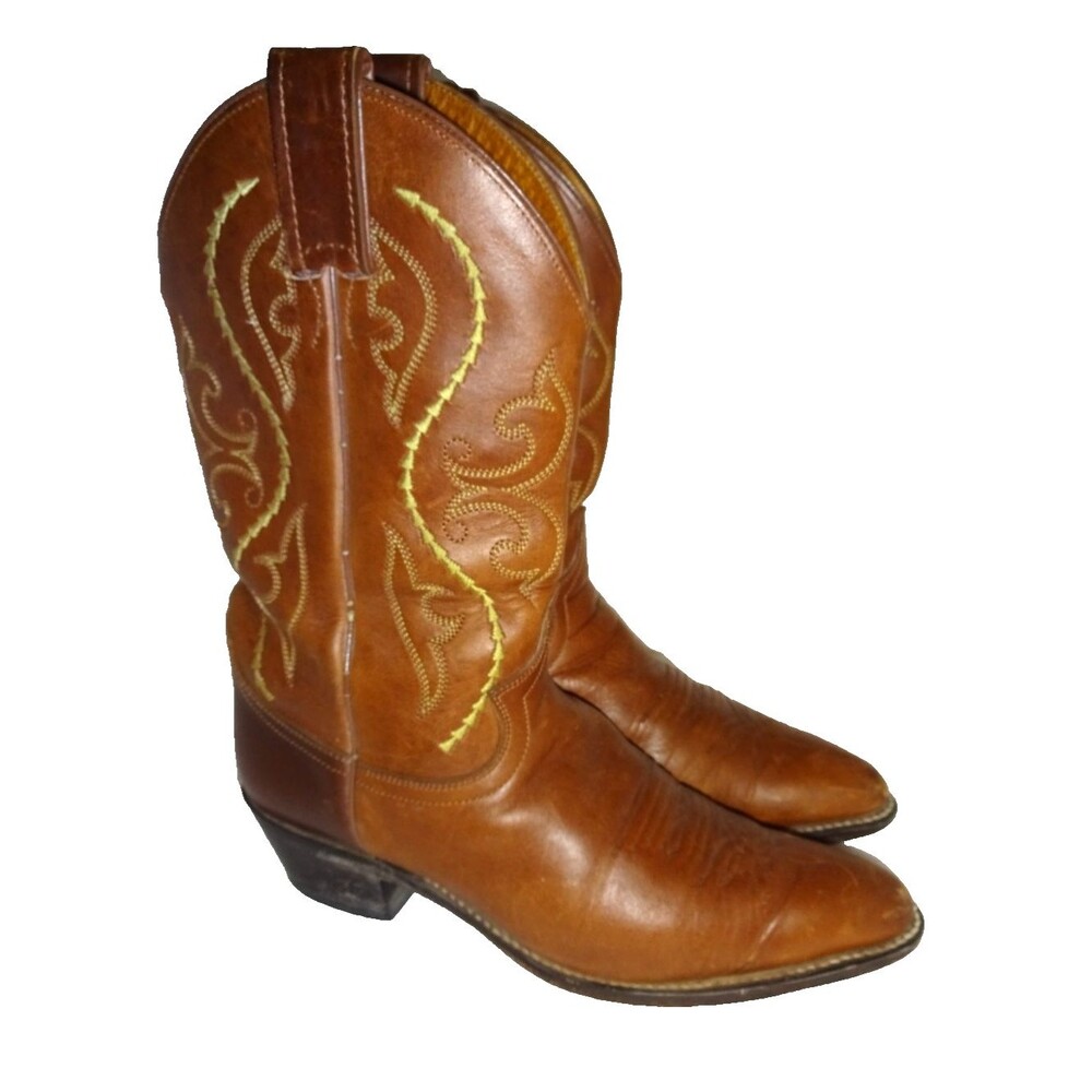 Vintage Justin Classic Western Cowgirl Boots Women's 8.5 Golden Saltillo Cowhide